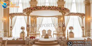 Mandapam Redondo de Madera para Bodas Indias Gujarati, Compra los Últimos Pilares Dorados de Ganesha, Mandapam para Bodas Reales, Juego de Mandapam para Bodas en el Reino Unido - Product Image 4