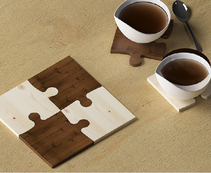 Factory hot Selling Wood <b>puzzle</b> Design jigsaw Coaster Eco-Friendly Dinnerware Set Water Glass Mats & Pads - Product Image 4
