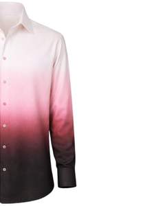 Camisa Formal para Hombre en Degradado Rosa y Negro, Algodón Premium, Manga Larga, Cierre de Botones, Estilo Casual Elegante, Fabricante OEM Personalizado, Suministro al por Mayor - Product Image 4