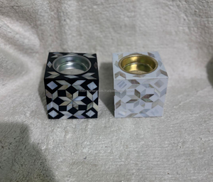 Mother Pearl Inlay <b>Bakhoor</b> <b>Oud</b> Incense Burner Candle Holder 4x4x5inch MDF Wood MOP All-Season All Scent Religious Use - Product Image 2
