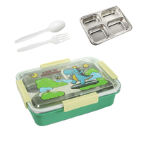 Boîte à bento en acier inoxydable 304 sans BPA, compatible micro-ondes et lave-vaisselle, avec couvercle, boîte à lunch pour enfants d'âge scolaire
