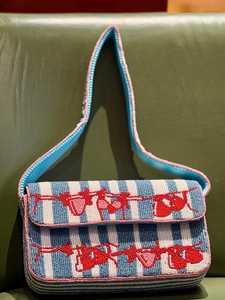 Sac à bandoulière perlé style Staud, sac à main tissé en perles de rocaille, sac de plage bohème en polyester pour l'été, sac de vacances tendance - Product Image 3