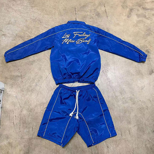 Custom Logo Contrast Color Windbreaker Set Waterproof Nylon <b>Jacket</b> and Shorts Lightweight Activewear Tracksuit - Product Image 6