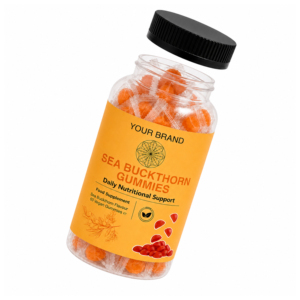 Premium Sea Buckthorn Gummies Natural Fruit Blend Soft <b>Chewy</b> Texture Sealed Container Dietary Supplement - Product Image 3