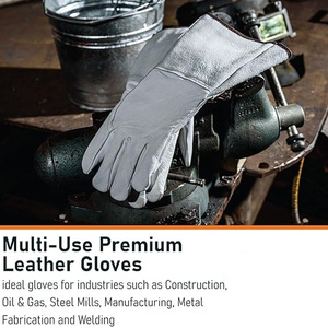 Gants de sécurité industriels robustes de haute performance en cuir de vachette pleine fleur avec grain de chèvre pour soudage TIG, lutte contre l'incendie et barbecue - Product Image 2