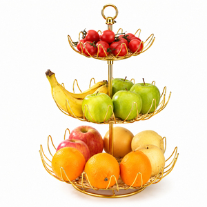 Luxury Gold 2 Tier Fruit <b>Basket</b> Metal Wire Fruit Bowl Countertop Vegetable <b>Storage</b> Holder Tabletop Display Stand for Kitchen - Product Image 4