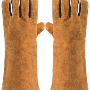 Gants de soudage en cuir de 16 pouces résistants à la chaleur, gants d'isolation thermique pour four à micro-ondes et cuisson, en cuir véritable pour soudeurs - Product Image 3