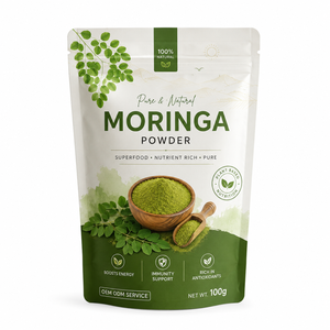 Poudre de Moringa de Qualité Alimentaire en Gros 100g Extrait Pur d'Herbes Poudre Verte Poudre de Feuilles de Moringa Emballage Sous Vide en Vrac - Product Image 1