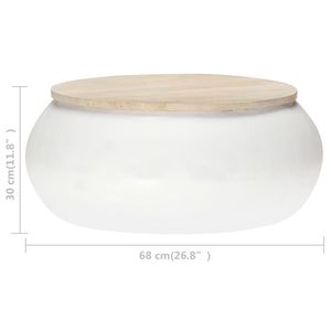 Tavolino da Caffè in Legno di Mango Massiccio e Ferro con Finitura in Legno Naturale e Bianco - Product Image 5