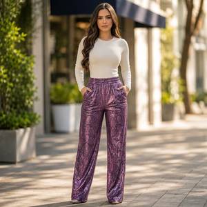 Pantalon en cuir de python embossé fait main, pantalon large en cuir de serpent de luxe, pantalon en cuir pour femme - Product Image 3