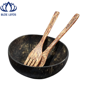 [MEILLEURES VENTES] |   Ensemble de bols en noix de coco sculptés avec motif floral, vegan, bio, pour salade, smoothie, bols en bois de coco pour aliments, Vietnam - Product Image 1