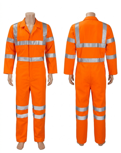 Overol Industrial para Hombre, Uniforme de Trabajo de Alta Visibilidad en Amarillo Reflectante, 260 GSM, Polialgodón, con Logotipo Termotransferible, Traje Resistente - Product Image 4