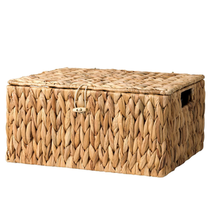 Rectangular Water Hyacinth Storage <b>Basket</b> Set Nesting Woven <b>Shelf</b> Bins With Wooden Handles High Quality Home Organizer Bulk - Product Image 4