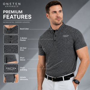 Camiseta de Golf ONETEN APPARELS con Microimpresión Frontal para Hombre, Manga Corta, Tejido Atlético, Corte Ajustado, Informal Elegante, Transpirable, 100% Algodón - Product Image 6