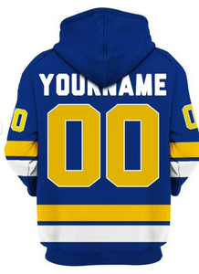 Personaliza tu Propio Estilo, Sudadera con Capucha de Hockey sobre Hielo con Nombre y Número Cosidos, Azul - Product Image 2