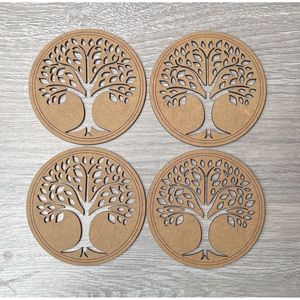 Sous-verres durables en MDF gravés au laser, artisanat minimaliste sculpté pour la décoration de la maison, protection de table, tapis et coussinets RR Enterprises - Product Image 4