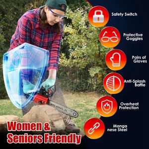 Motosega Elettrica a Batteria da 12 Pollici con Oliatore Automatico, Interruttore di Sicurezza, 2 Batterie da 21V 1.5Ah/3.0Ah, Caricabatterie, Motore Brushless 21V - Product Image 4