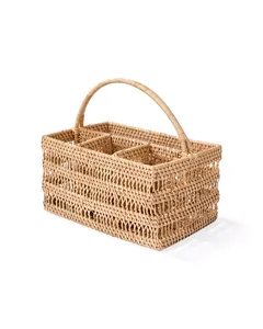 Elegante Cesta de Bambú y Ratán para Cubiertos, Cesta con Compartimentos y Asa para Utensilios de Cocina - Product Image 4