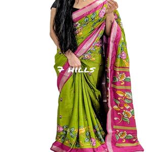 Hermoso Saree Formal de Seda Ligera para Mujer con Diseño Floral, Borde en Contraste y Pallu de Secado Rápido para Todas las Estaciones - Product Image 4