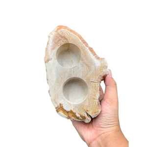 Portavelas de Madera Petrificada Natural Hecho a Mano, Portavelas de Piedra de Doble Orificio para Decoración del Hogar, Faroles de Madera y Frascos para Velas - Product Image 6