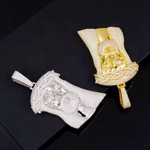 Colgante con Rostro de Jesús con Micro Pavé de Moissanita, Plata 925 Chapada en Oro, Estilo HipHop para Hombre, Uso Diario, Collar de Fe Religiosa - Product Image 3