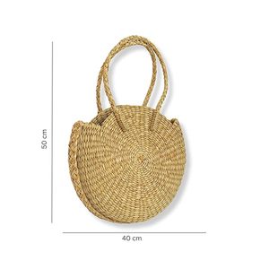 Handwoven <b>Straw</b> Tote <b>Bag</b> for Women Round Wicker Beach <b>Bag</b> Stylish <b>Summer</b> Shoulder Handbag - Product Image 3