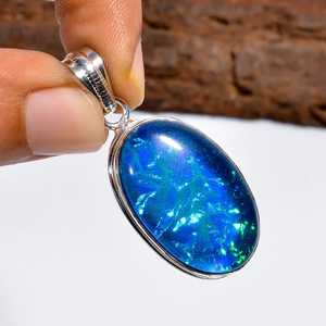 Colgante de ópalo triple australiano, joyería bohemia hecha a mano en plata de ley 925, regalo para mujer - Product Image 6