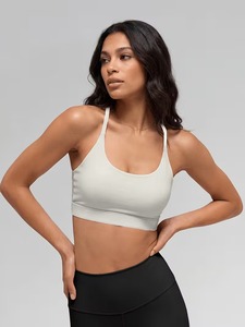 Women Y <b>Back</b> Sports <b>Bra</b> Thin Spaghetti Straps Scoop Neck Removable Padded Workout Yoga Bralette <b>Low</b> Impact Fitness Top - Product Image 4