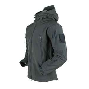 Men's Waterproof Softshell Jacket with Sheep Fur Winter Outdoor Rain <b>Coat</b> <b>Zipper</b> Closure and Hoodie Woven Soft Shell - Product Image 2