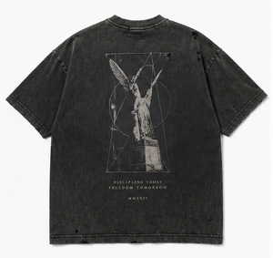 T-shirt graphique vintage personnalisé pour homme, coupe oversize, 100 % coton, délavé à l'acide, style streetwear, impression DTG vieillie - Product Image 2