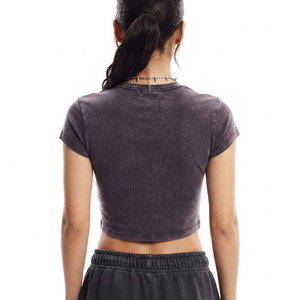 Low MOQ Best Sale Women T-Shirts Short Sleeve Solid Color Unique Design Women T-Shirts For Sale - Product Image 2