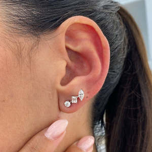 Pendientes de Diamantes Cultivados en Laboratorio con Múltiples Formas, Certificados por IGI, Corte Esmeralda, Marquesa y Redondo, Oro de 10K, 14K y 18K, Pendientes Finos para Mujer - Product Image 4