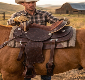 Vente en gros Selle de trail western en cuir avec arceau en fibre de verre 15"-17" pour l'équitation, équipement équestre, produit équin - Product Image 4