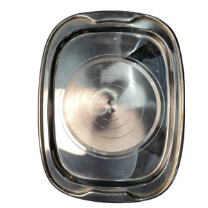 Plateau de service rectangulaire élégant en acier inoxydable avec poignées surélevées, finition miroir poli, qualité alimentaire, pour hôtel - Product Image 1