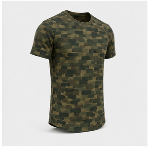 Camiseta de Manga Corta para Hombre con Estampado de Camuflaje Personalizado de Pino y Olivo, Cuello Redondo, MTS-CAMO-0003 - Product Image 2