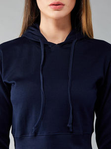 Sudadera con Capucha Corta Tejida Personalizada para Mujer, con Logotipo Frontal, Estilo Casual, Oversize, Ecológica, de Poliéster/Algodón - Product Image 4