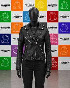 Veste de moto classique en cuir noir pour femme TRIVEERS, col montant, imperméable, respirante, mode hiver, service OEM - Product Image 1