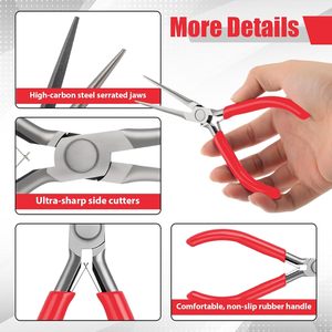10 Pcs Stainless Steel Mini Needle Nose <b>Pliers</b> <b>Set</b> 6 Inch Long Tip Precision Tool for Jewelry Making Wire Wrapping DIY - Product Image 3