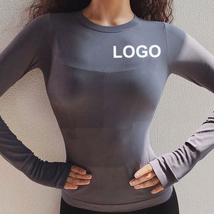 Camiseta deportiva de yoga para mujer, talla grande, de manga corta, ajustada, lisa y cepillada, para fitness, venta al por mayor - Product Image 1