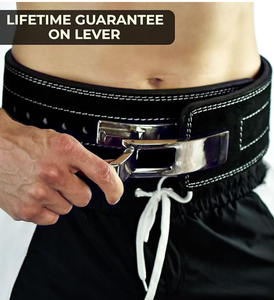 Ceinture de musculation pour hommes et femmes, noire, 10 mm d'épaisseur, 4 pouces de large, en cuir de vachette avec fermeture à boucle pour soulevés de terre, squats et entraînements en salle de sport - Product Image 5