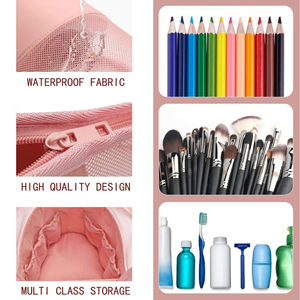 Cosmetic <b>Bag</b> <b>Makeup</b> <b>Brush</b> Organizer <b>Bag</b> Semi-Clear Standing Zipper OEM Comfortable to Handle Saving Space Waterproof - Product Image 6