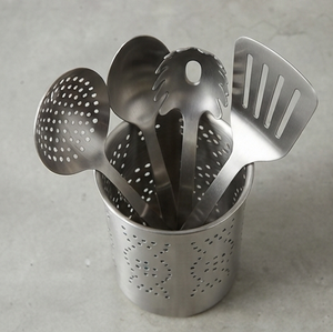 Porte-ustensiles en acier inoxydable, support de rangement de cuisine cylindrique, design minimaliste, résistant à la rouille, organisateur d'ustensiles - Product Image 2