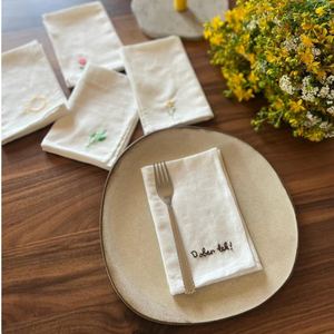 Venta al por mayor elegante bordado servilletas con dobladillo de lino puro personalizado cena y Cóctel servilletas accesorios de tela - Product Image 1