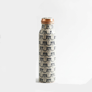 Pure Copper <b>Water</b> <b>Bottle</b> with Premium Meena Artwork Print 1 <b>Litre</b> Leak-Proof Seamless Ayurvedic Drinking Vessel Eco-Friendly - Product Image 1