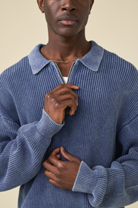 <b>Men's</b> Winter Waffle Knit Half Zip Zipper Mock Neck Long Sleeve Casual Pullover <b>Sweater</b> Solid Color Winter Wear - Product Image 5
