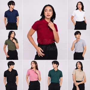 Camisetas Polo Unisex de Algodón, Color Sólido, Manga Corta, Tejido Casual, Teñido Liso, Corte Regular para Mujeres y Hombres, Ropa de Bangladesh - Product Image 2
