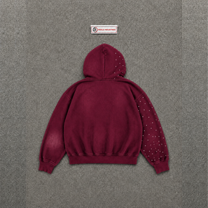 MAROON OVERSIZED ZIP HOODIE Winter 100% Cotton Breathable Acid Washed Solid Casual Style - Product Image 6