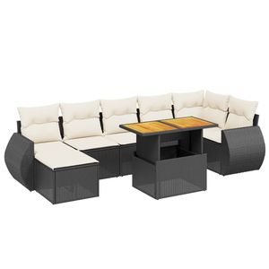 Set Divano da Giardino in Rattan Nero 6 Posti, Arredamento da Esterno Resistente alle Intemperie, Design Contemporaneo - Product Image 2
