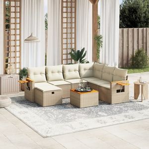 Ensemble de canapés de jardin beige en rotin PE, meubles d'extérieur avec coussins, design contemporain imperméable - Product Image 3
