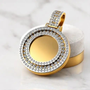 SHRAMAN JEWELS Collar con Colgante Hip Hop de Plata 925 y Moissanita, Chapado en Oro, con Foto Personalizada de Miembro de la Familia, Regalo - Product Image 1